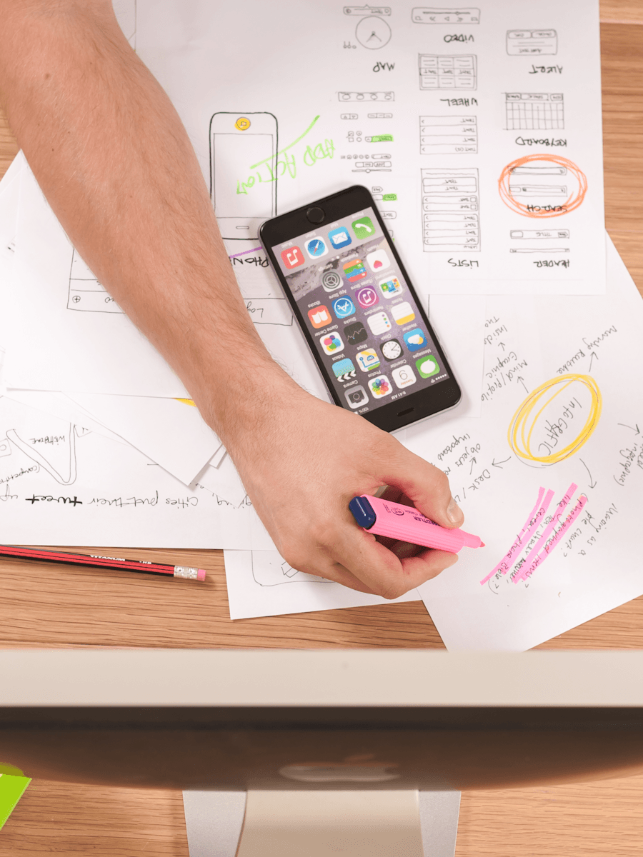 Content strategy notes and laptop